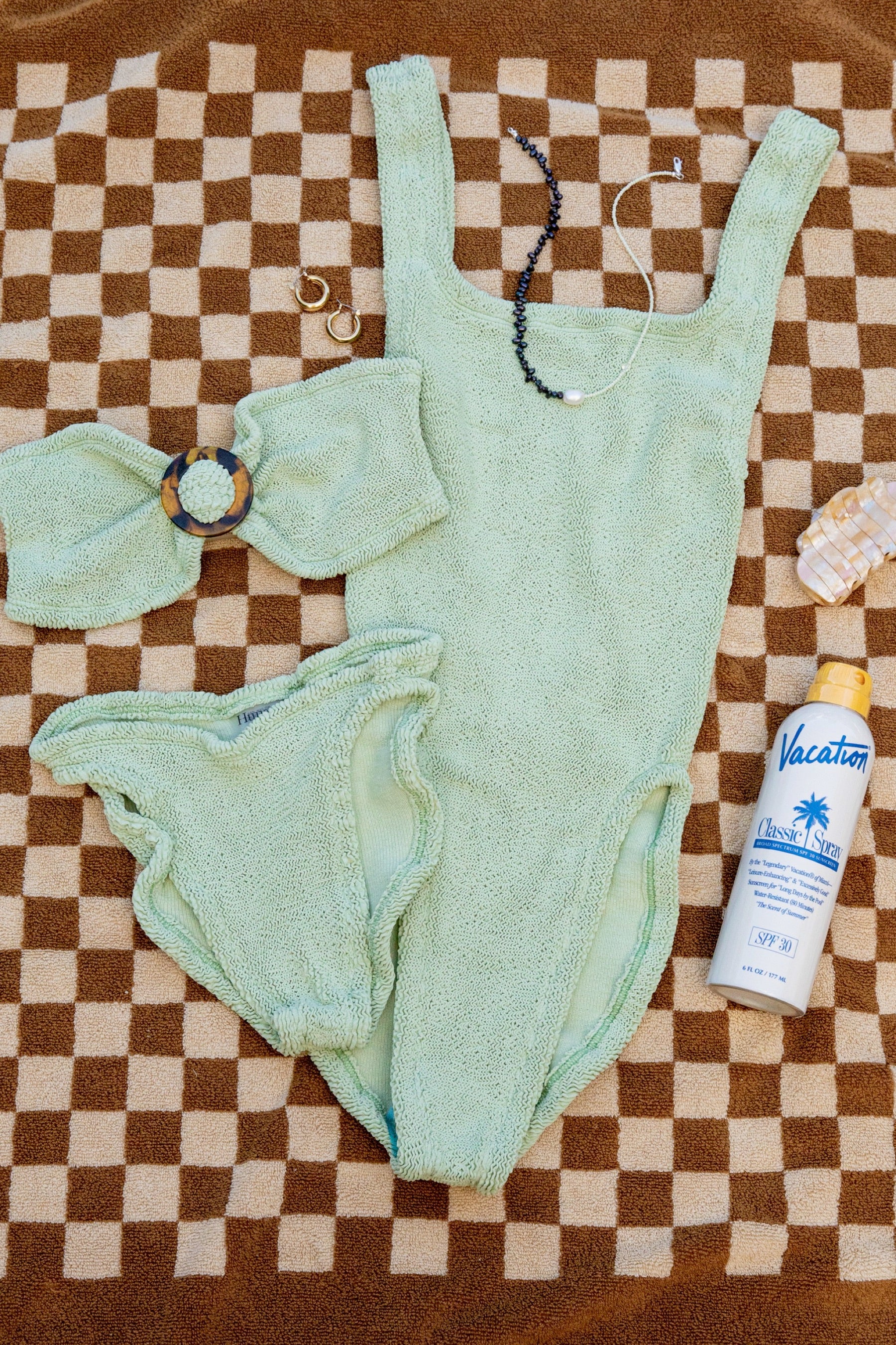 Sage Square Neck One Piece