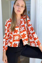 Orange Daisy Check Camilla Top