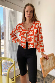 Orange Daisy Check Camilla Top