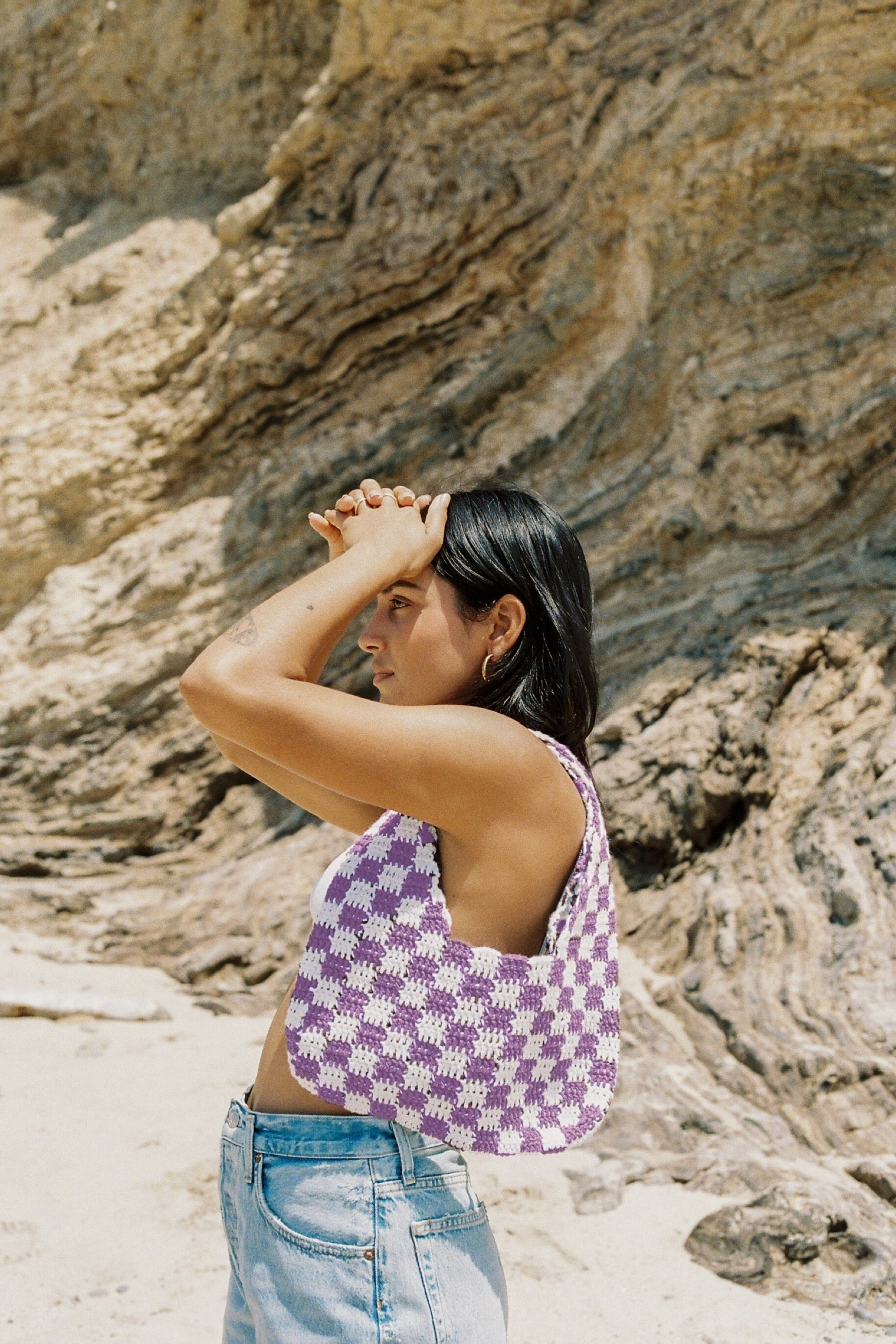 Lilac Checker Sicilian Bag