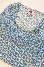 Blue Daisy Check Lana Top