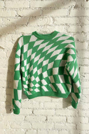 Green Warp Check Emma Sweater