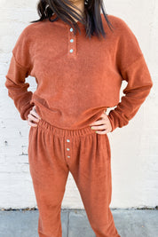 Cinnamon Terry Henley Sweatshirt