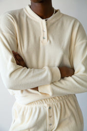 Creme Terry Henley Sweatshirt