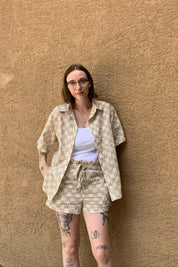 Beige Check Scout Shorts