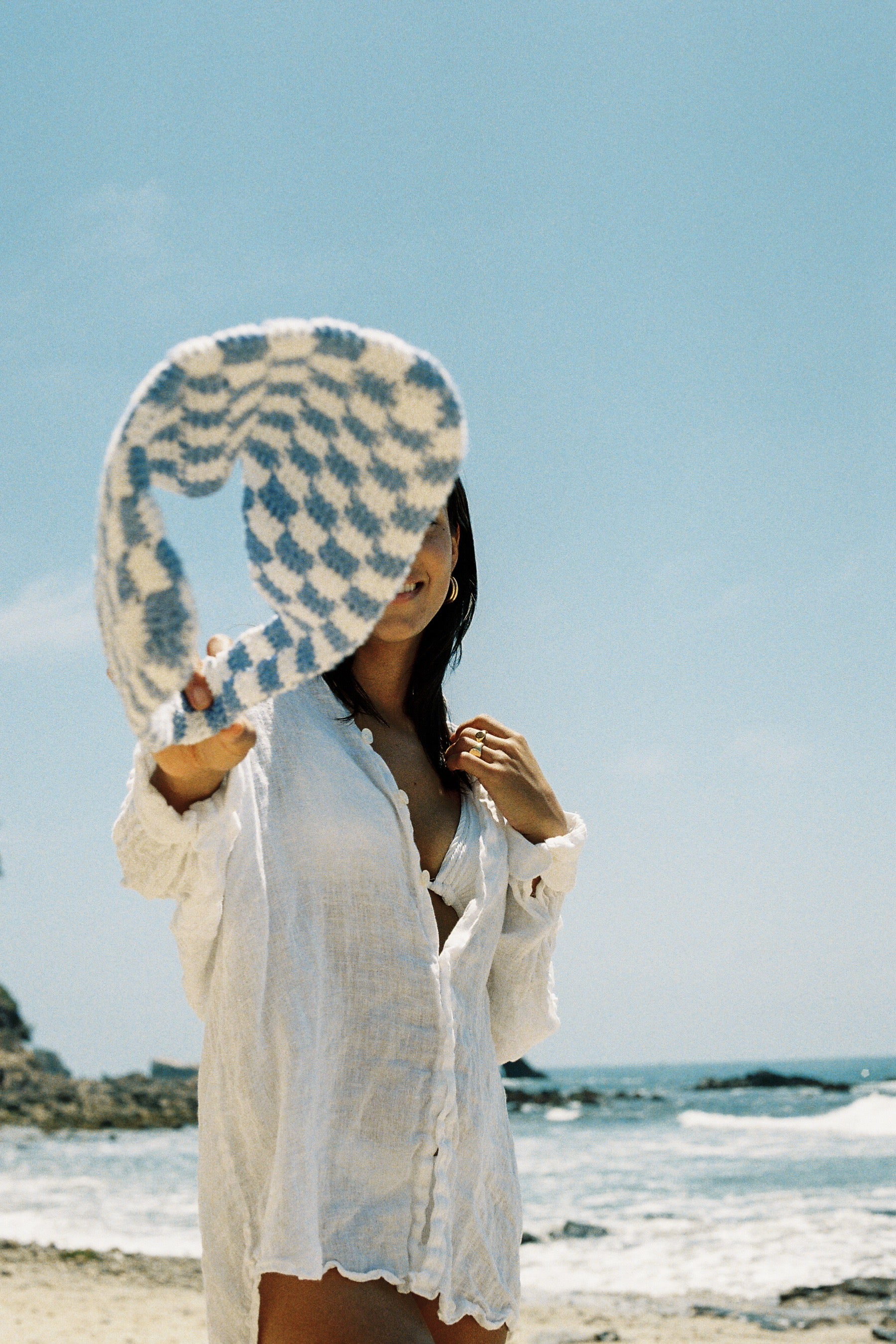French Blue Checker Sicilian Bag