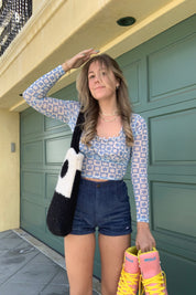 Blue Daisy Check Lana Top