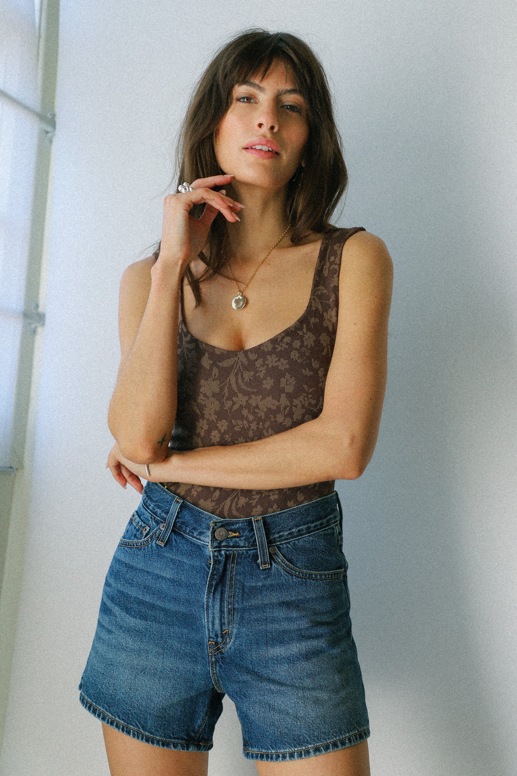 Chocolate Printed Clean Lines Bodysuit