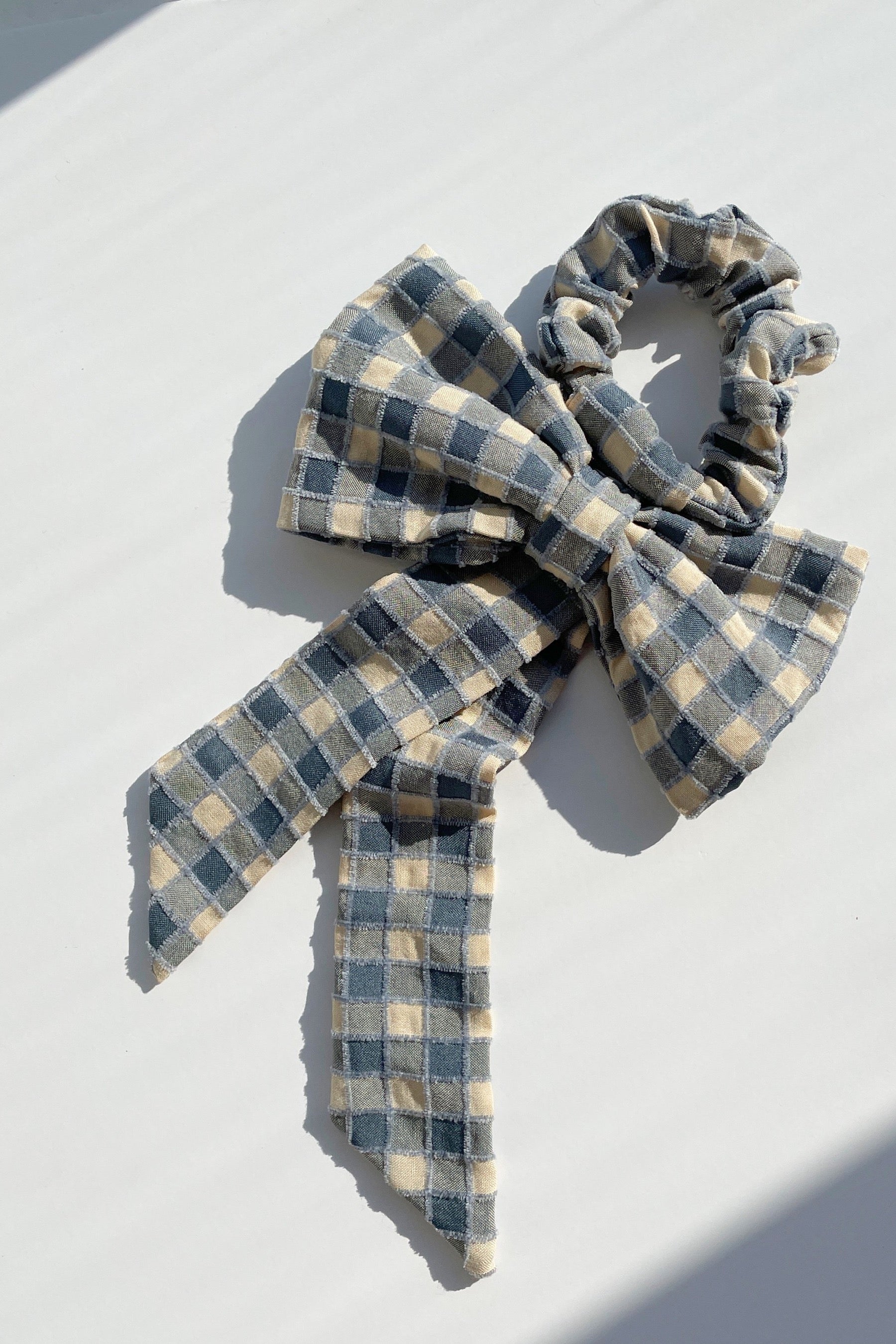 Blue Gingham Bow Scrunchie