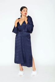 Navy Art Deco Long Robe