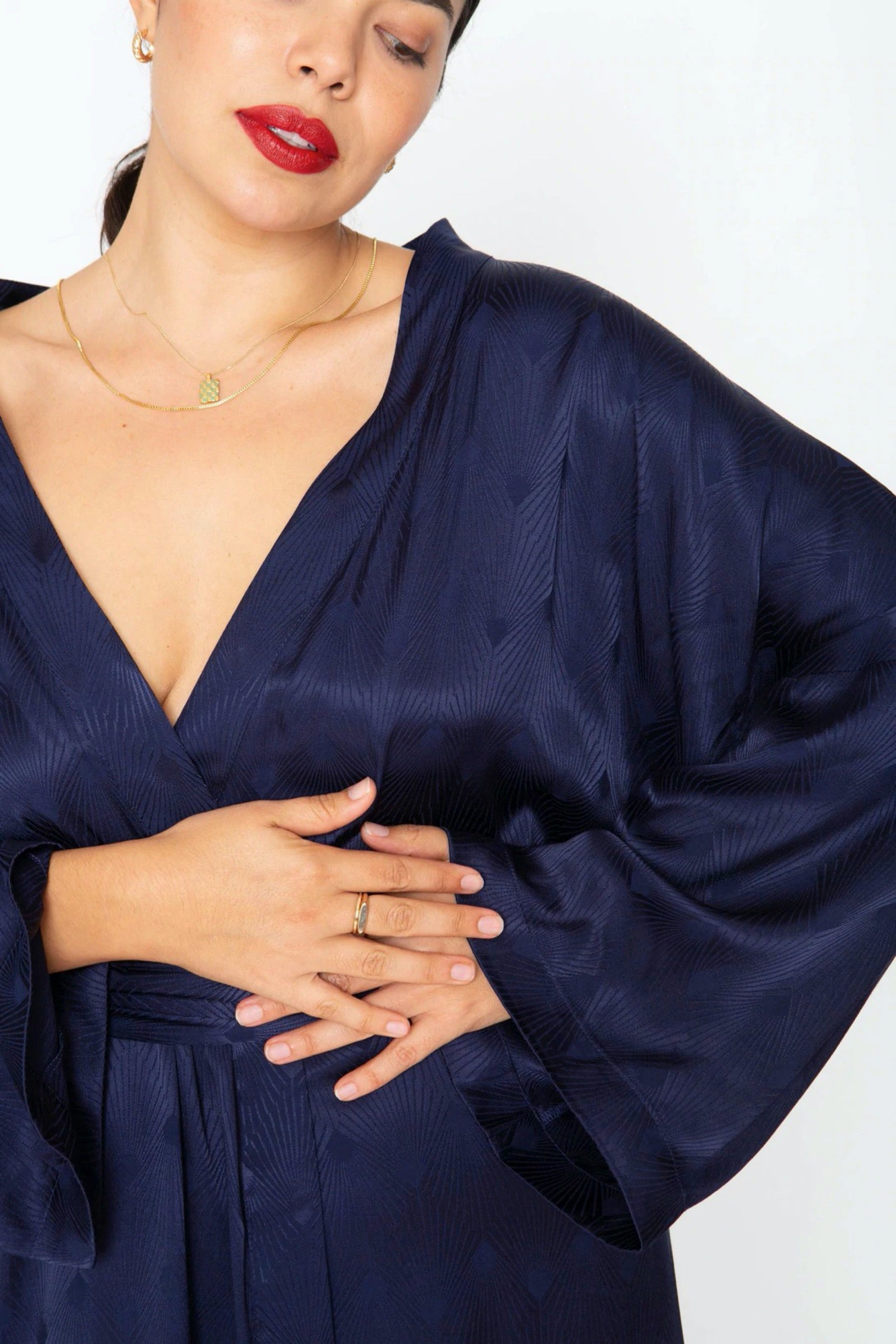Navy Art Deco Long Robe