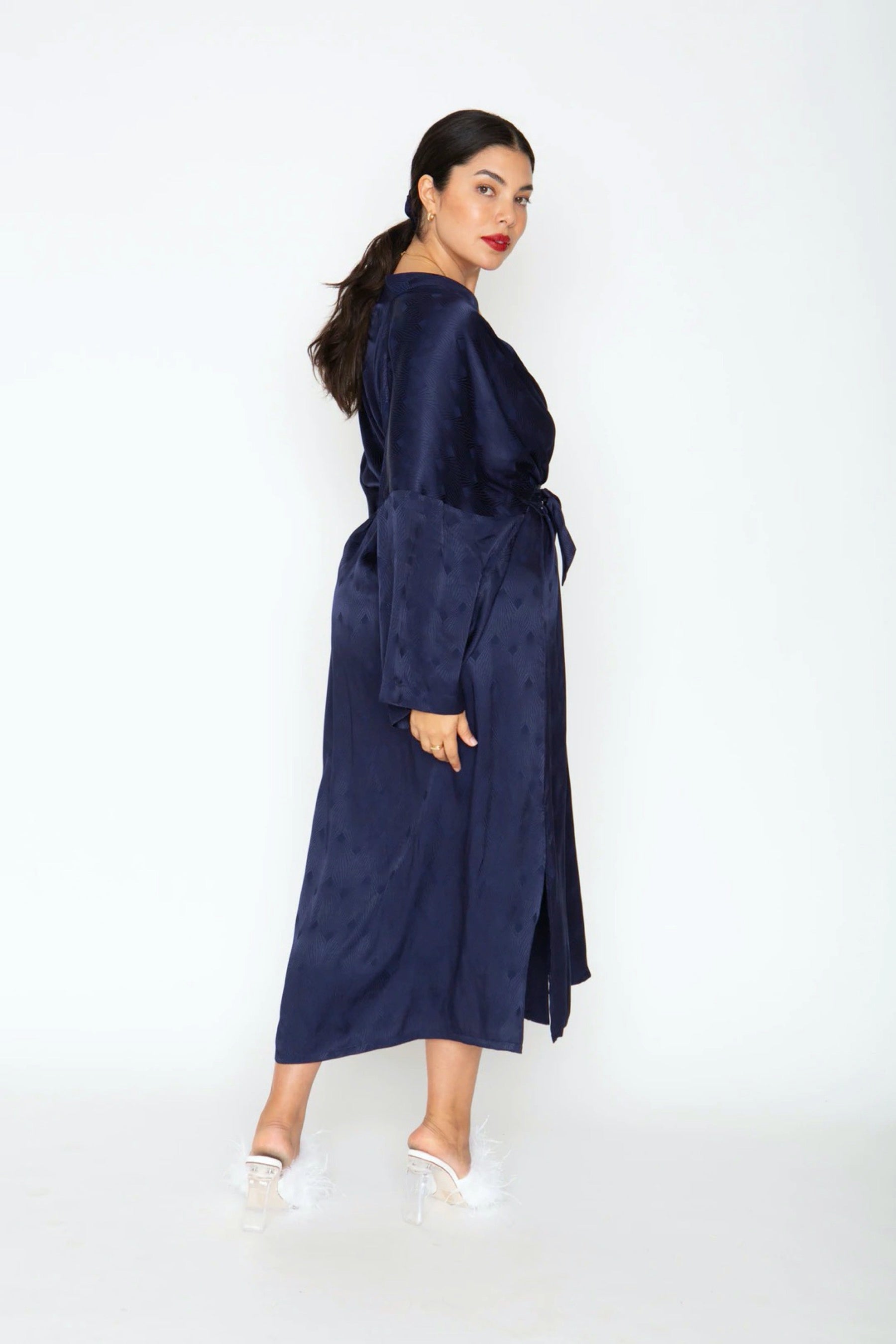 Navy Art Deco Long Robe