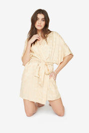 Creme Zig Zag Short Robe