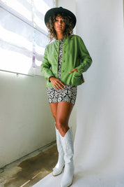 Avocado Green Leather Jacket
