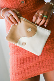 X Prism Cognac + Cream Yin Yang Zipper Pouch