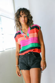 Mosaic V Neck Top