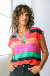 Mosaic V Neck Top