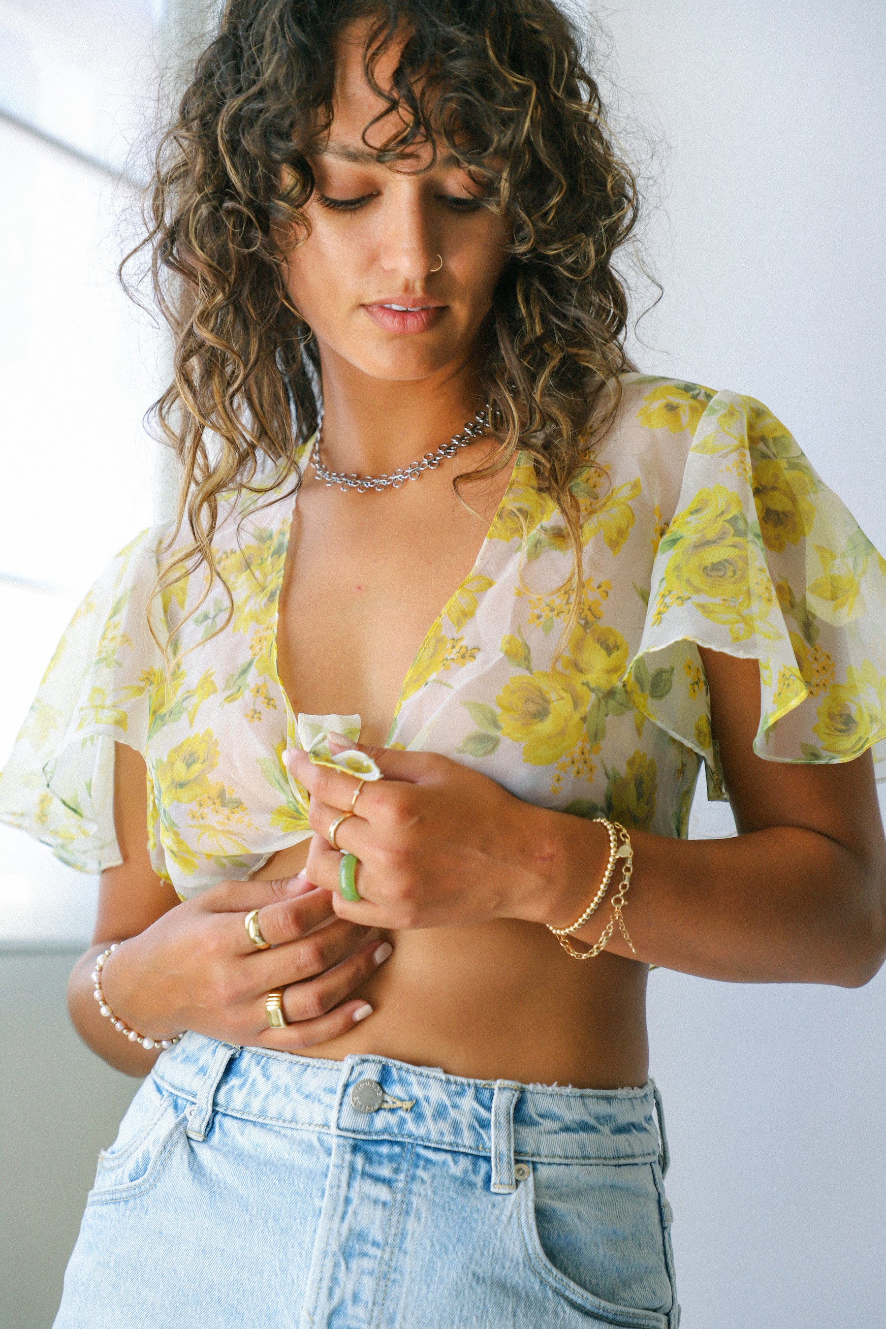 Yellow Rose Crop Top