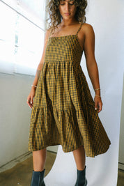 Medal Bronze Gingham Dress