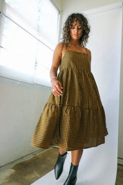 Medal Bronze Gingham Dress