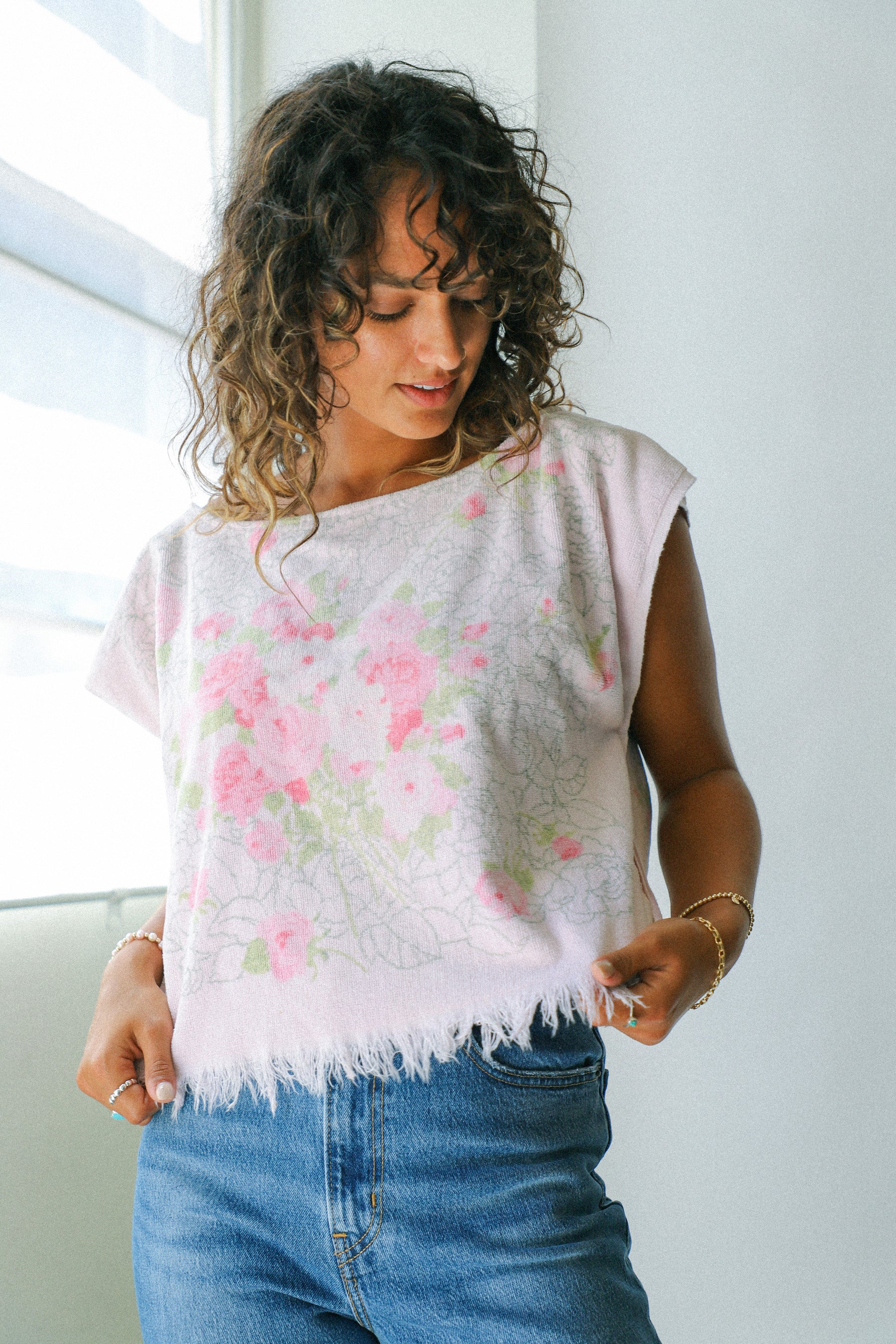 Pink Floral Towel Top