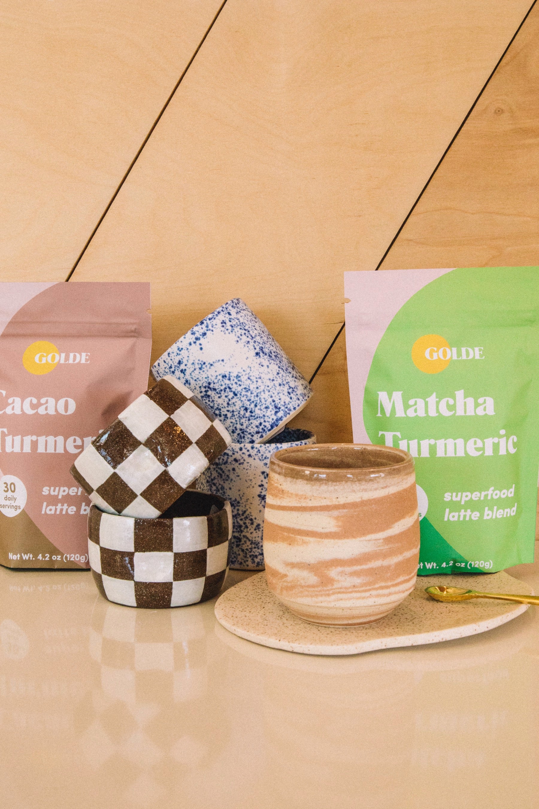 White + Chocolate Checkered Dimple Cup