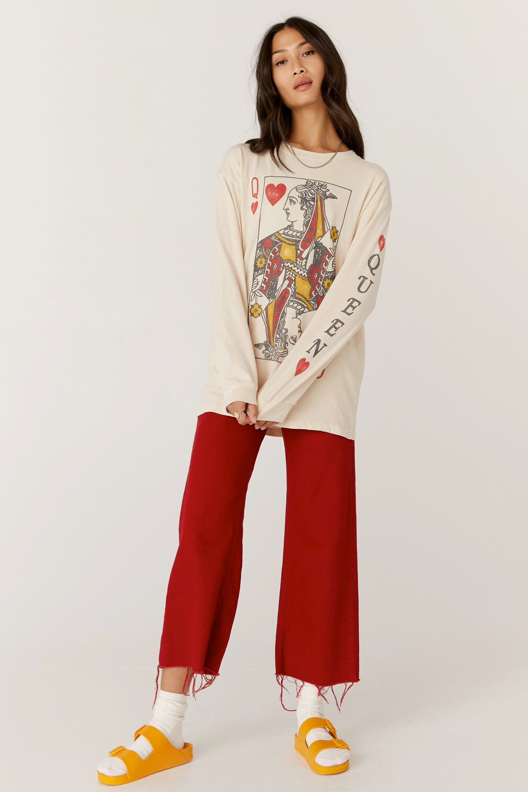 Queen Of Hearts Oversized Long Sleeve Tee