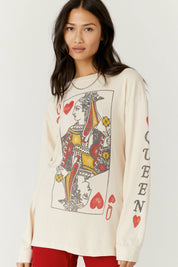 Queen Of Hearts Oversized Long Sleeve Tee