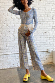 Blue Daisy Check Lana Top