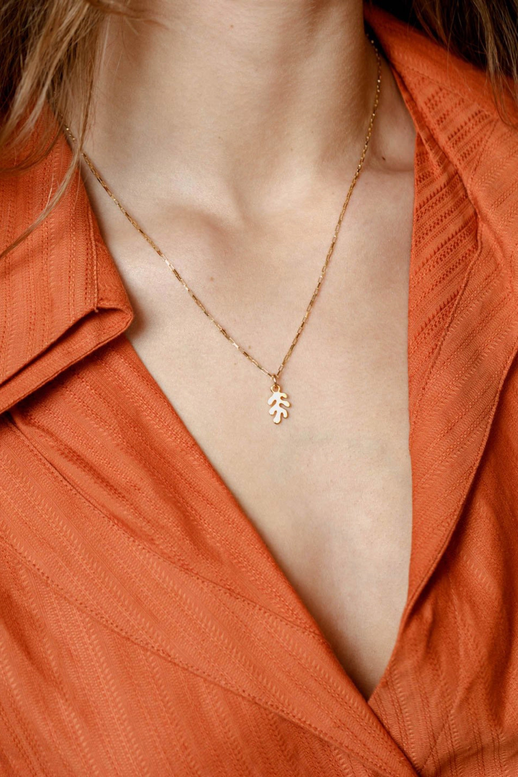 Gold Charm Leaf Necklace