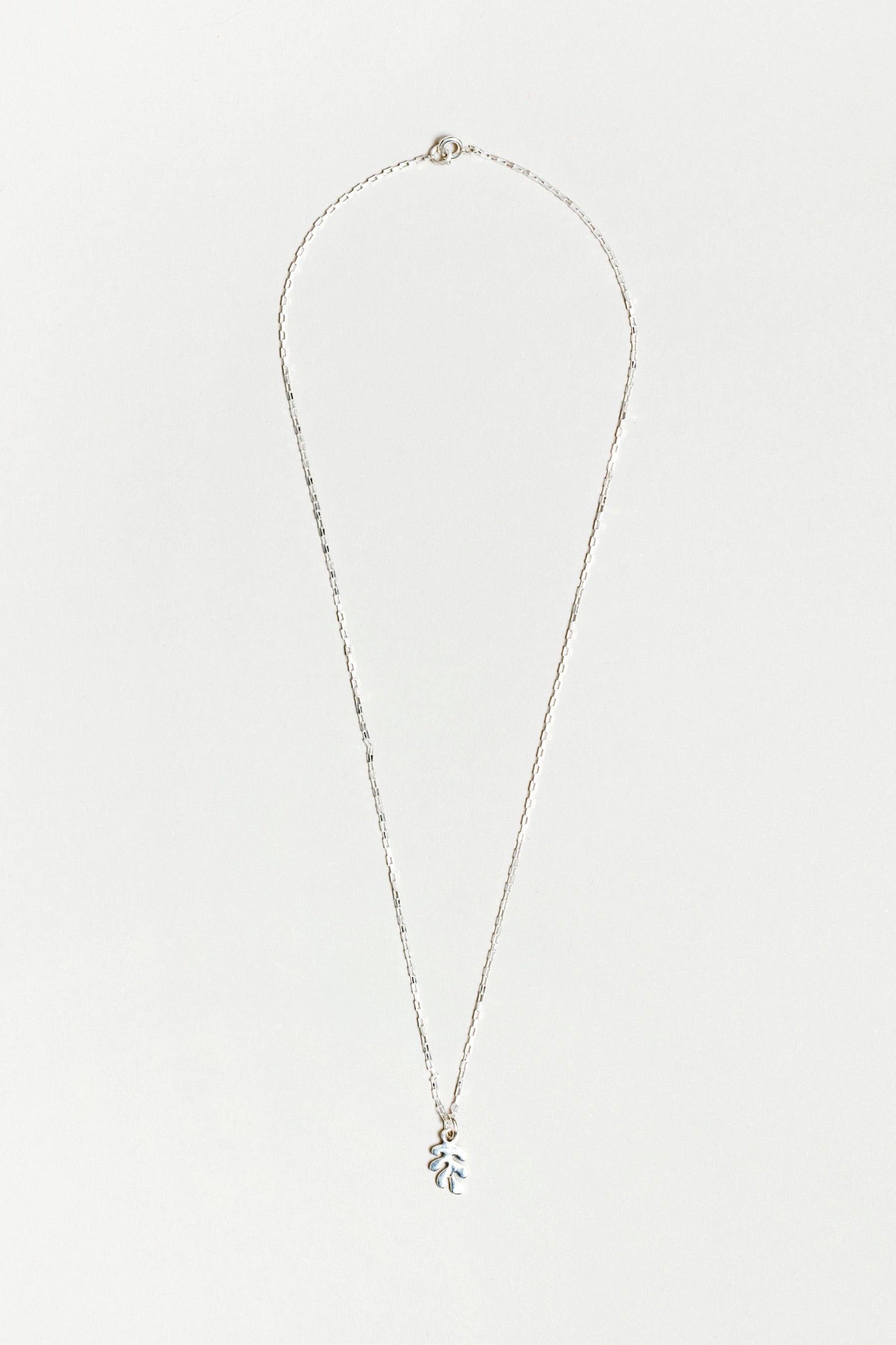 Silver Charm Leaf Necklace