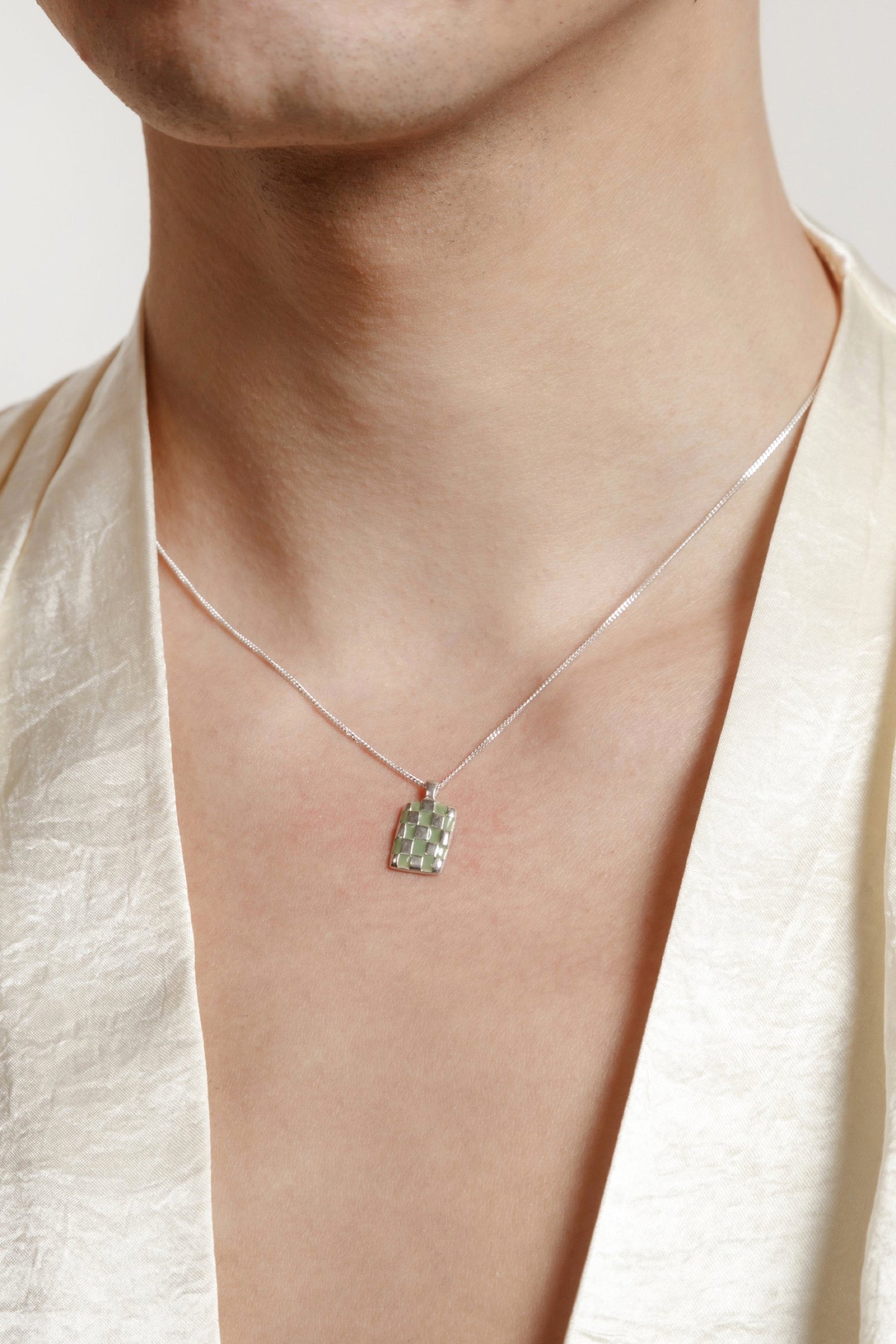 Green + Silver Penny Necklace