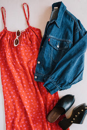 Sunset Floral Carioca Midi Dress