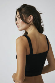 Black Solid Rib Brami