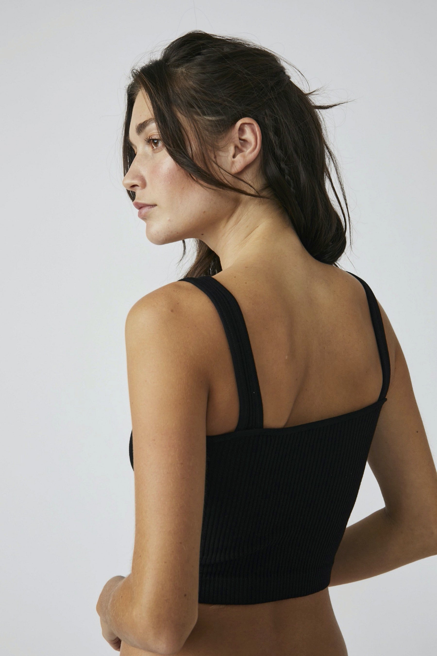 Black Solid Rib Brami