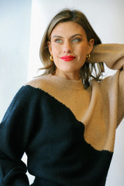 Black + Camel Wavy Sweater