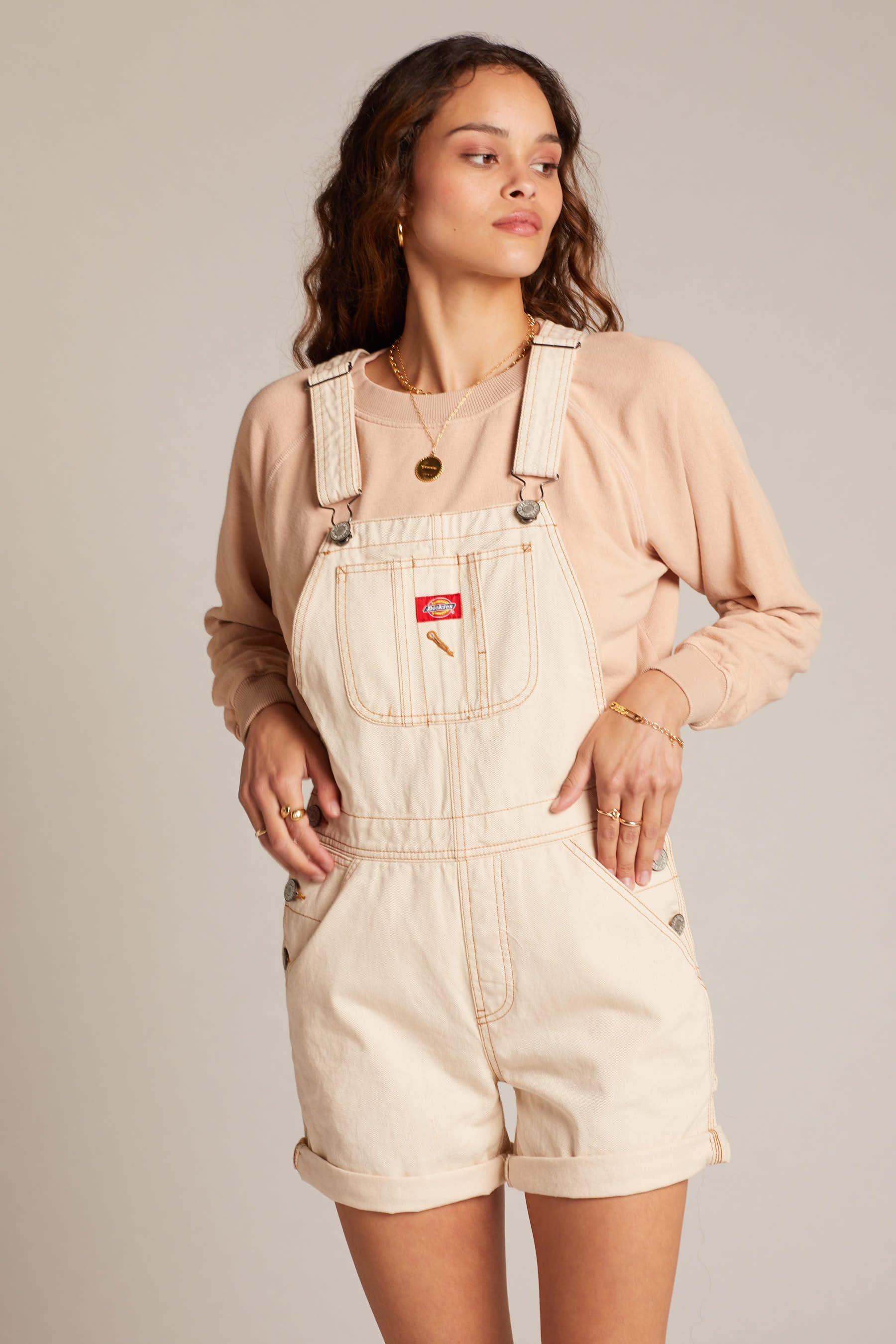 Natural Roll Hem Shortalls