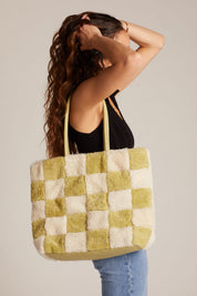 X Prism Avocado + White Checkered Patchwork Tote