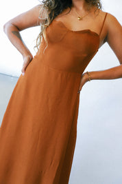 Copper Fitted Bodice Dress