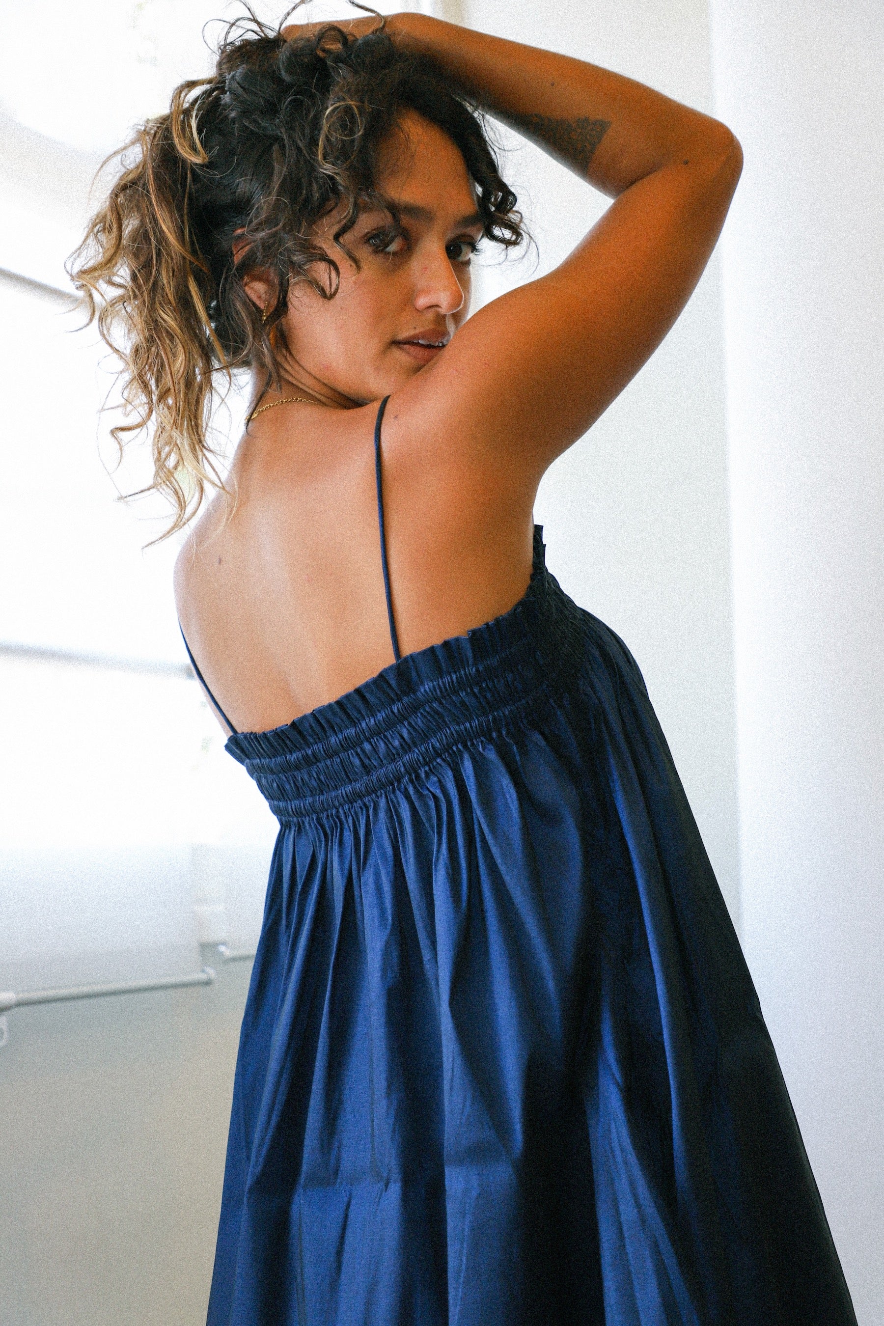 Bright Navy Elastic Dress