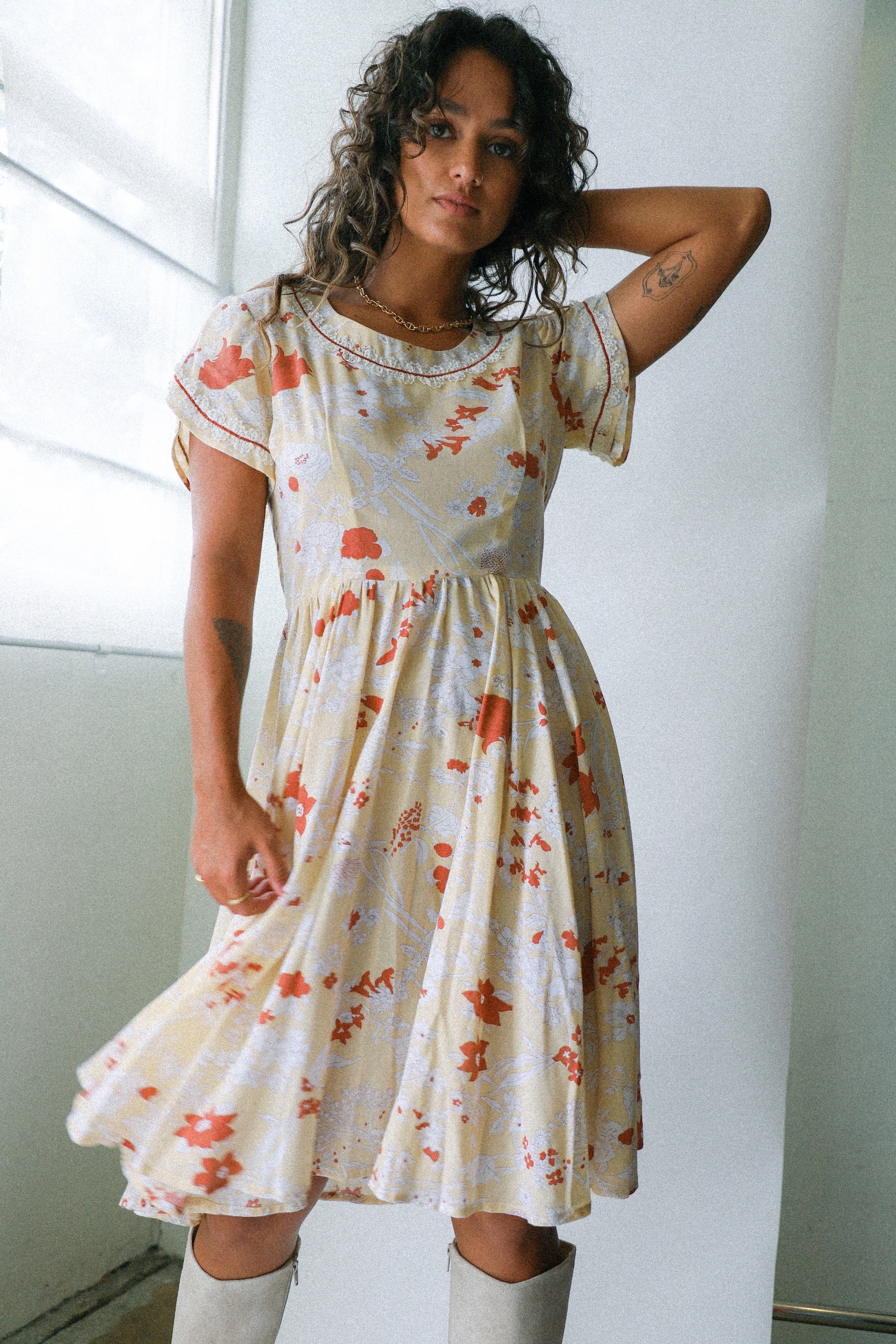 Copper Floral Dress