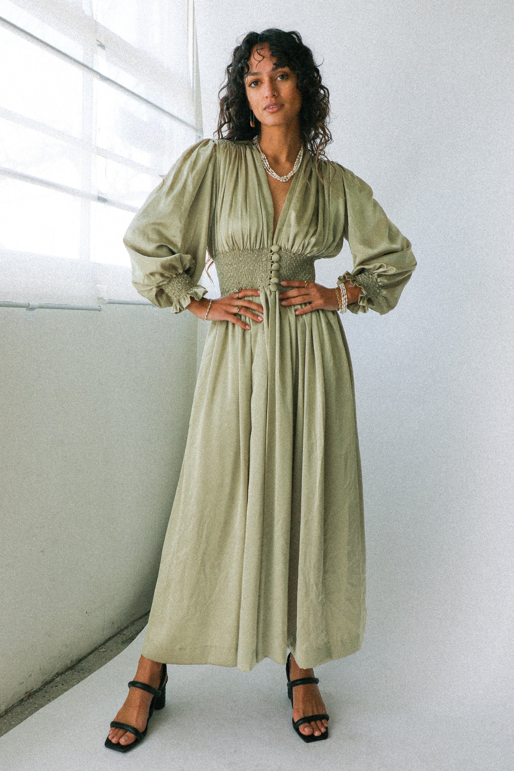 Khaki Silky Dress Duster