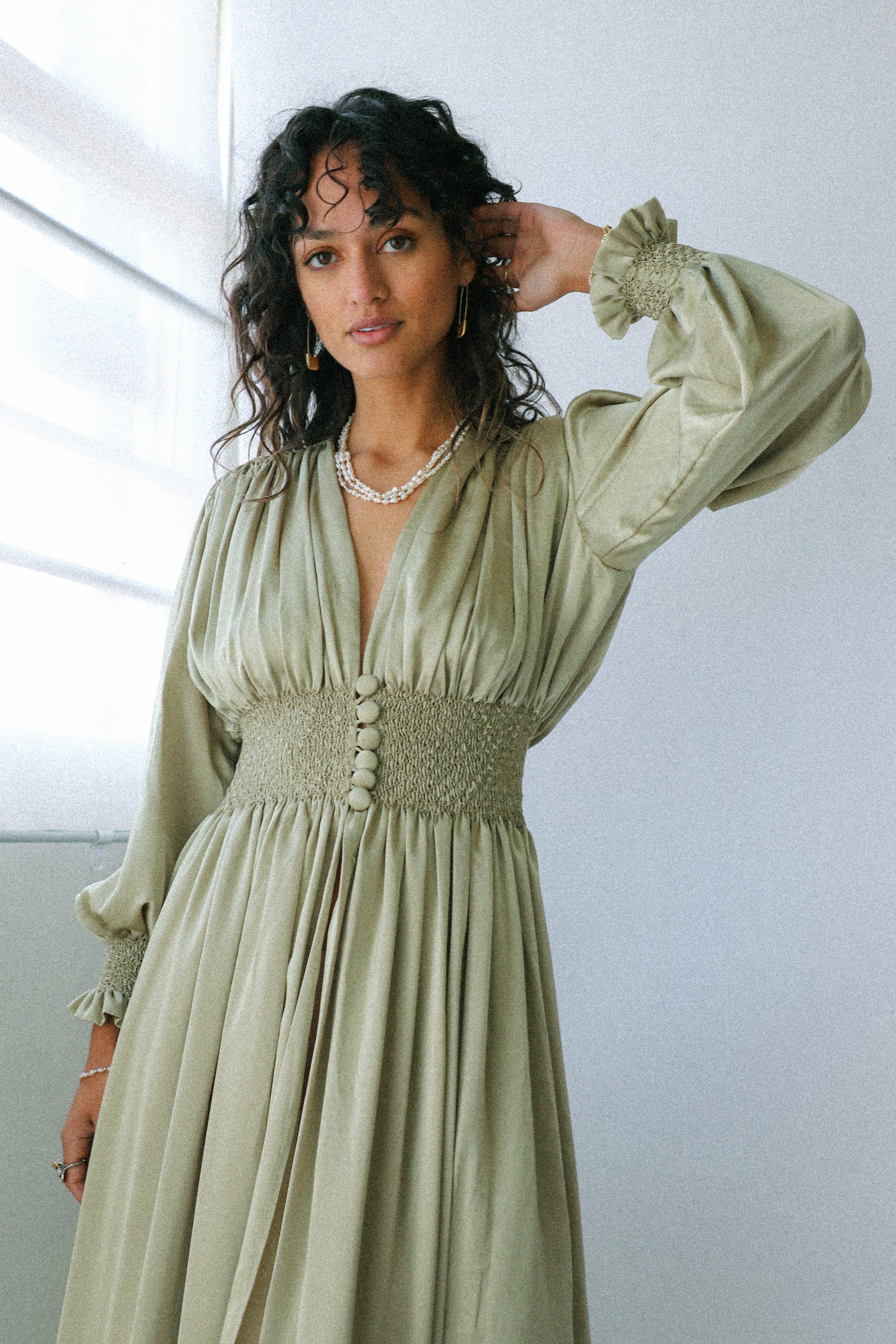 Khaki Silky Dress Duster