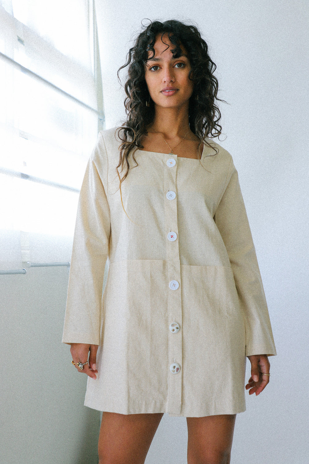 Natural Linen Chore Dress