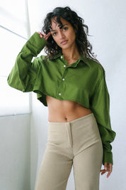 Green Gap Cropped Shirt