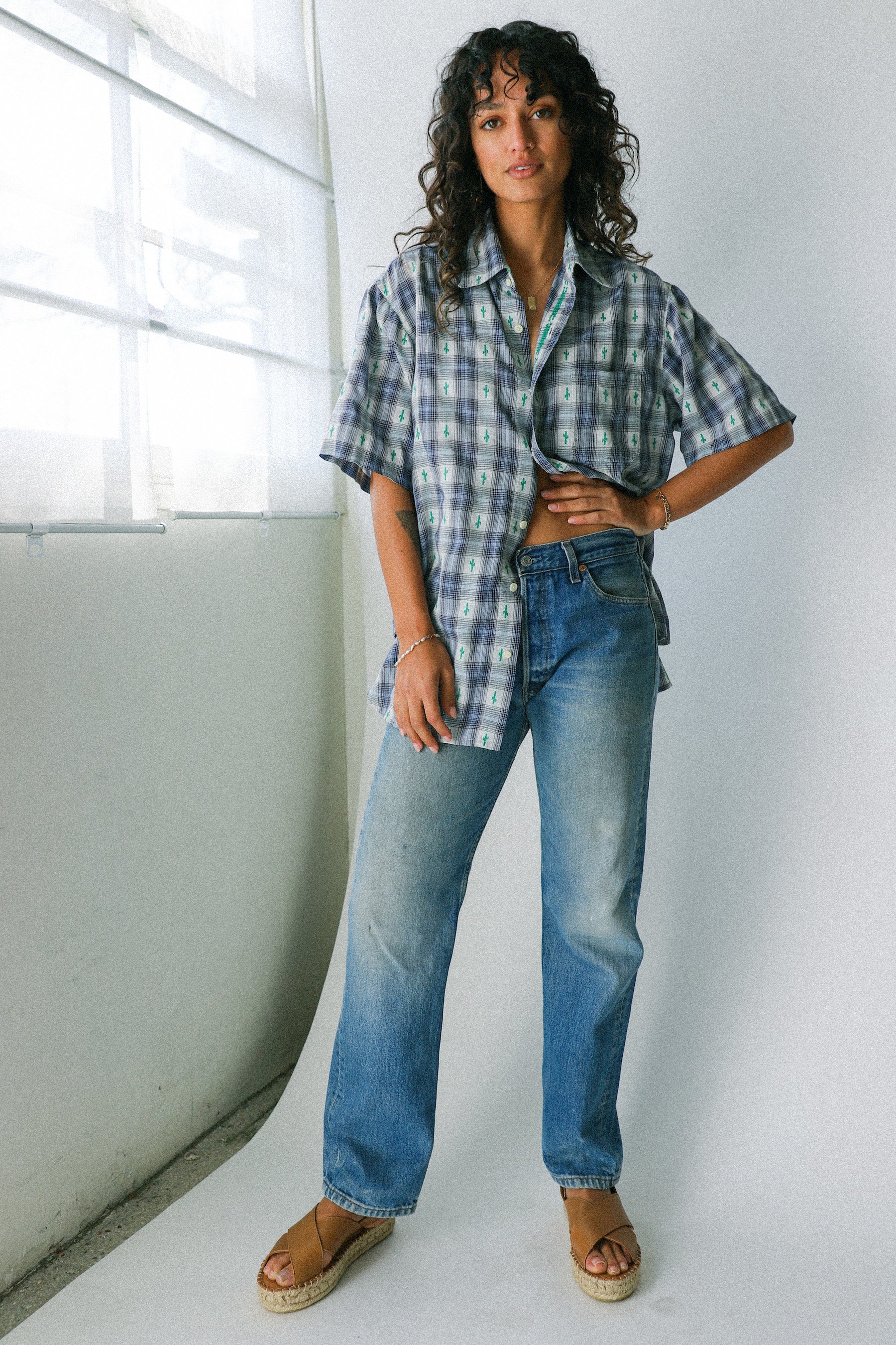 Handmade Cactus Button Up