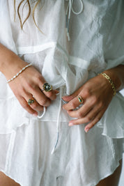 Pearl + Gold Beaded Bracelet