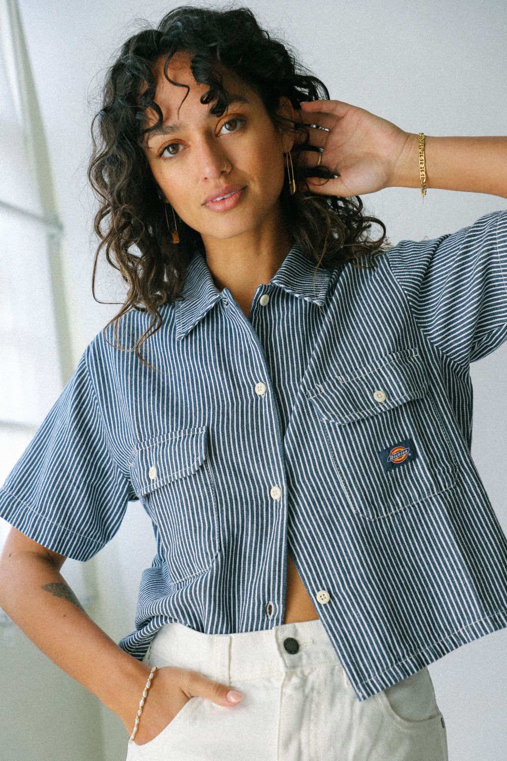 Hickory Cropped Work Shirt