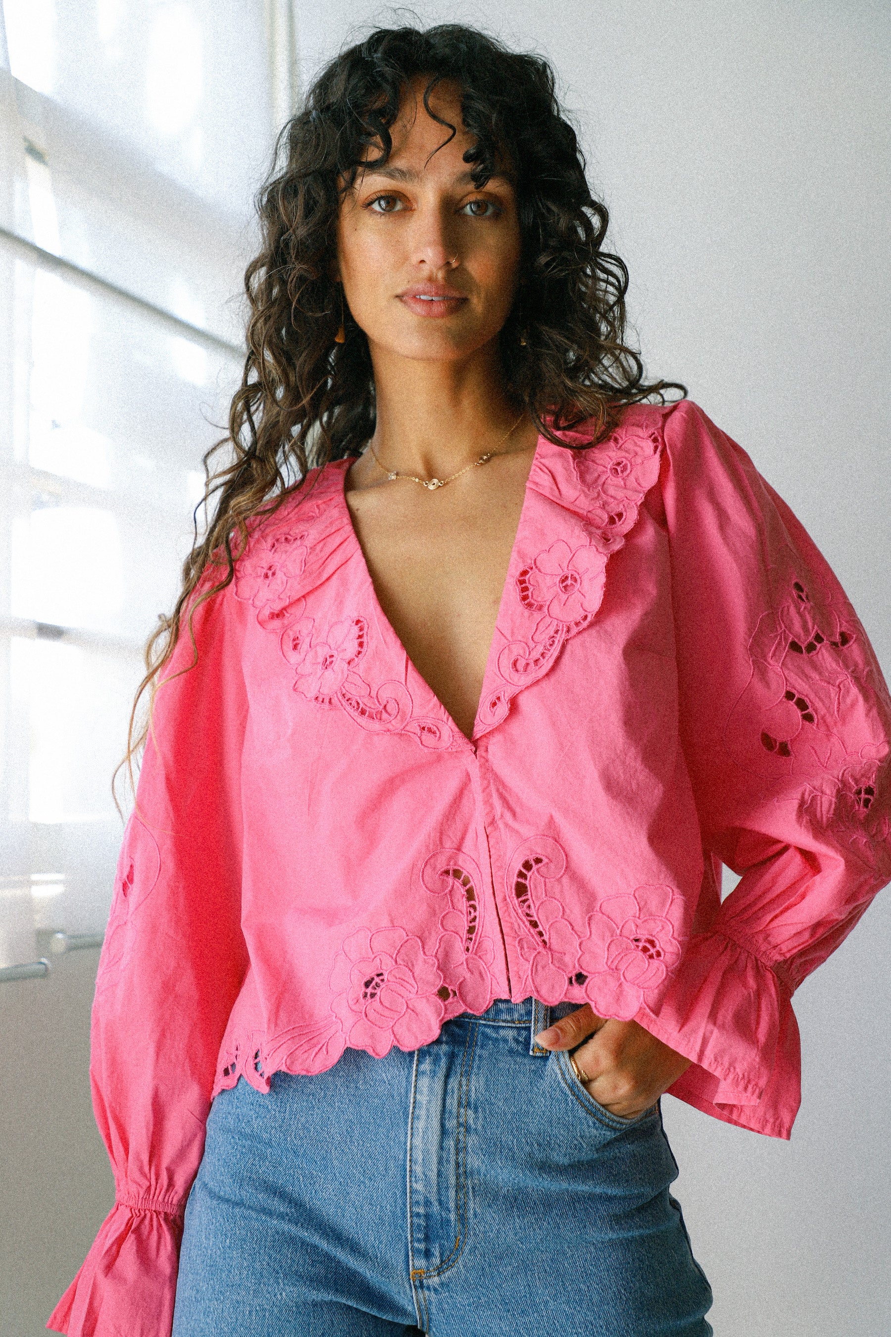 Bubblegum Maisie Cutwork Top