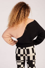 Black + Camel Wavy Sweater